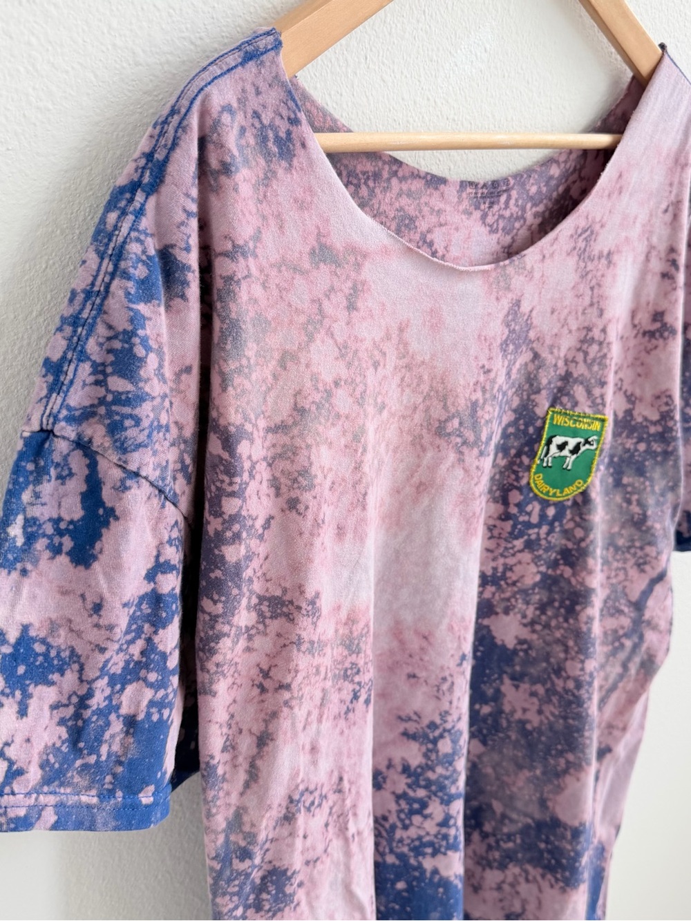 Custom "Wisconsin Dairyland" Patch Distressed Bleach Tee - Picture 6 of 12